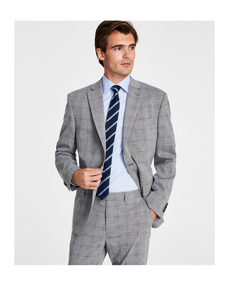 Men's Skinny-Fit Stretch Suit Jacket Grey/blue Plaid $133.20 Suits