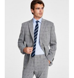 Men's Skinny-Fit Stretch Suit Jacket Grey/blue Plaid $133.20 Suits