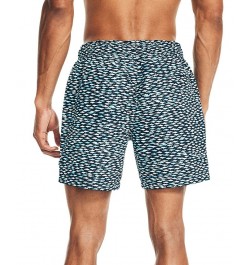 Men's Drawstring Fish Print 6" Swim Trunks Azure Blue $21.68 Swimsuits