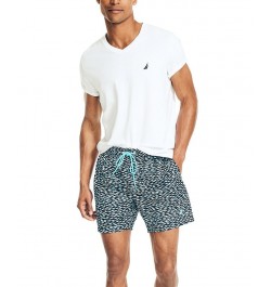 Men's Drawstring Fish Print 6" Swim Trunks Azure Blue $21.68 Swimsuits