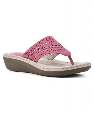 Women's Compact Thong Comfort Sandal Pink $28.98 Shoes