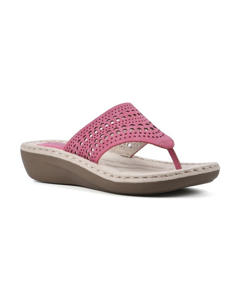 Women's Compact Thong Comfort Sandal Pink $28.98 Shoes