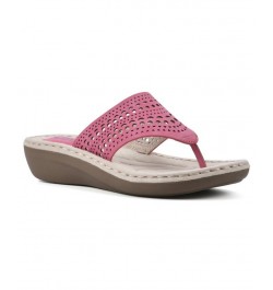 Women's Compact Thong Comfort Sandal Pink $28.98 Shoes