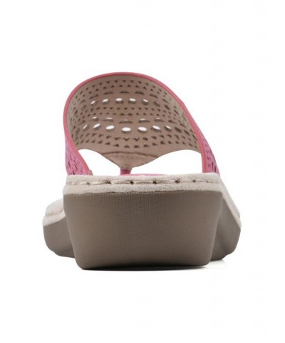 Women's Compact Thong Comfort Sandal Pink $28.98 Shoes