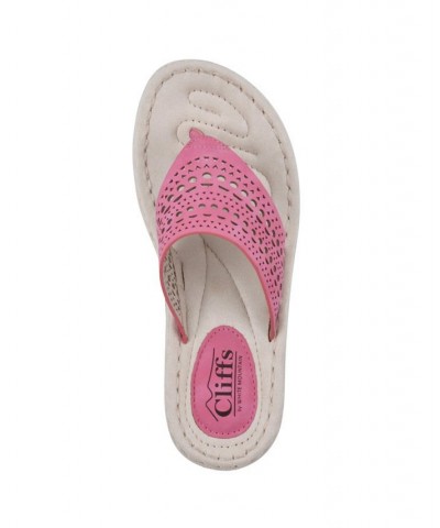 Women's Compact Thong Comfort Sandal Pink $28.98 Shoes