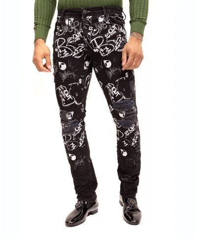 Men's Modern Straight Scribble Denim Jeans $85.50 Jeans