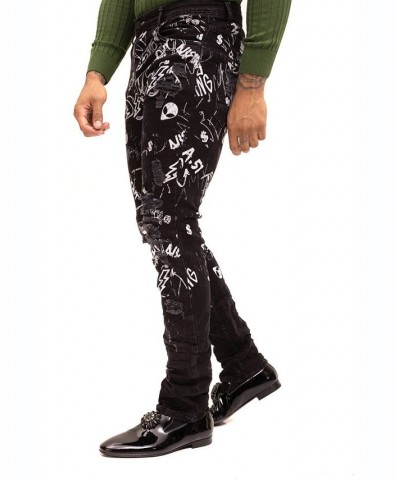 Men's Modern Straight Scribble Denim Jeans $85.50 Jeans