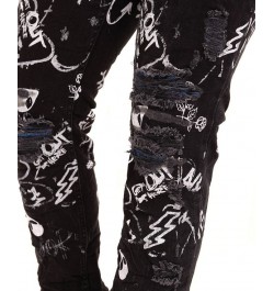 Men's Modern Straight Scribble Denim Jeans $85.50 Jeans