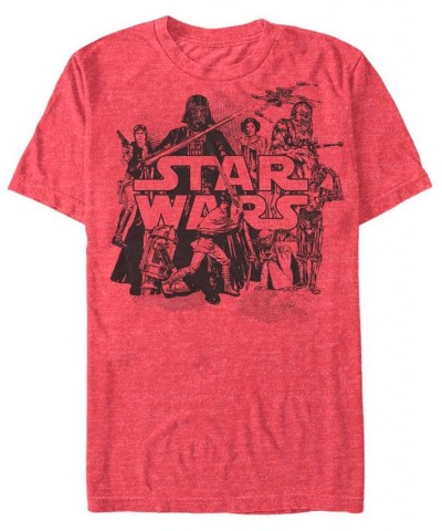 Men's Star Wars Character Collage Short Sleeve T-shirt Red $20.99 T-Shirts