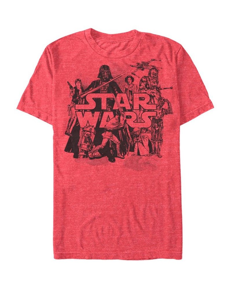 Men's Star Wars Character Collage Short Sleeve T-shirt Red $20.99 T-Shirts