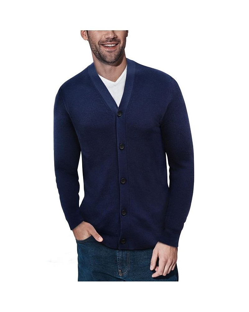 Men's Basic Ribbed Cardigan Blue $28.49 Sweaters