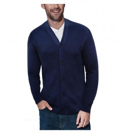 Men's Basic Ribbed Cardigan Blue $28.49 Sweaters