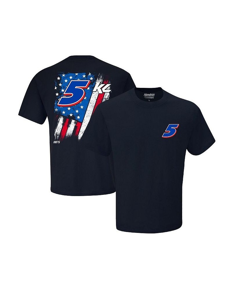 Men's Navy Kyle Larson Exclusive Tonal Flag T-shirt $15.58 T-Shirts