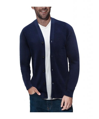 Men's Basic Ribbed Cardigan Blue $28.49 Sweaters