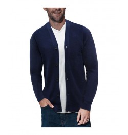 Men's Basic Ribbed Cardigan Blue $28.49 Sweaters