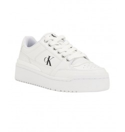 Women's Alondra Casual Platform Lace-up Sneakers White $53.46 Shoes