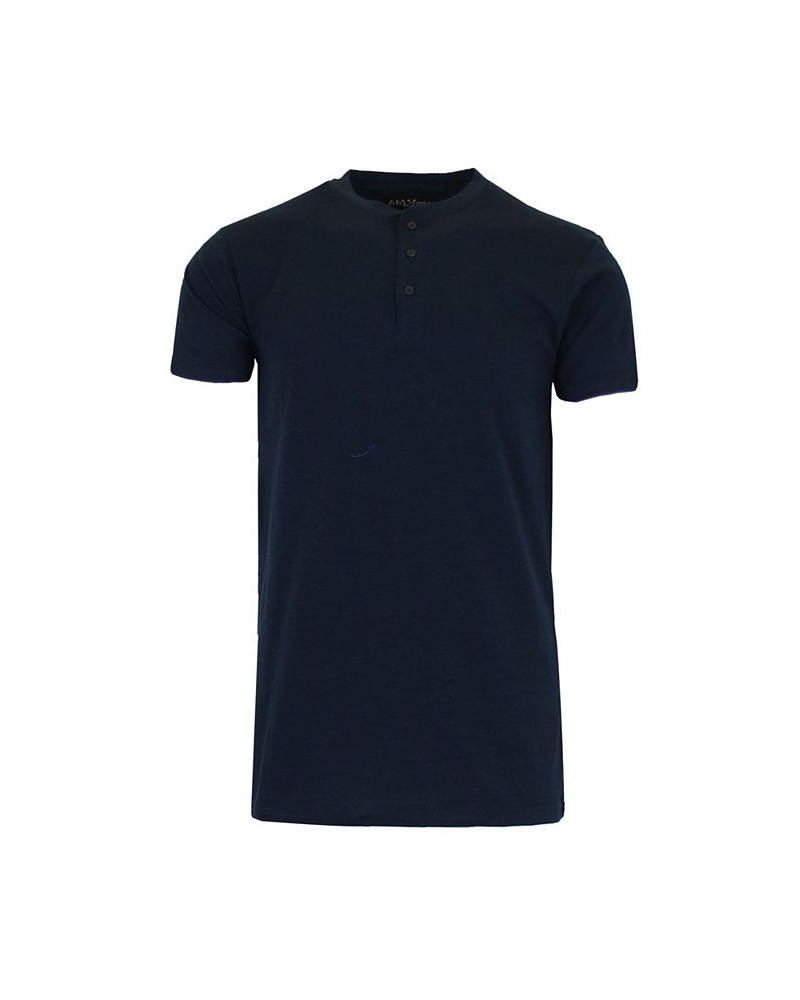 Men's Henley Slub T-shirt Blue $16.80 T-Shirts