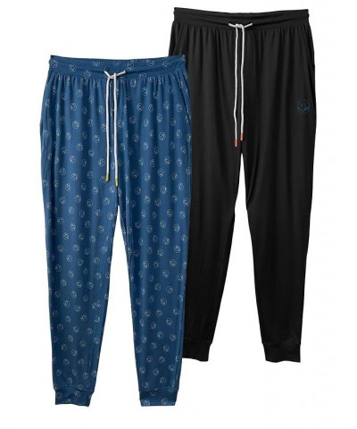 Men's Fun All Over Print Lickys and Solid Jogger Pants, Pack of 2 Blue $29.50 Pajama