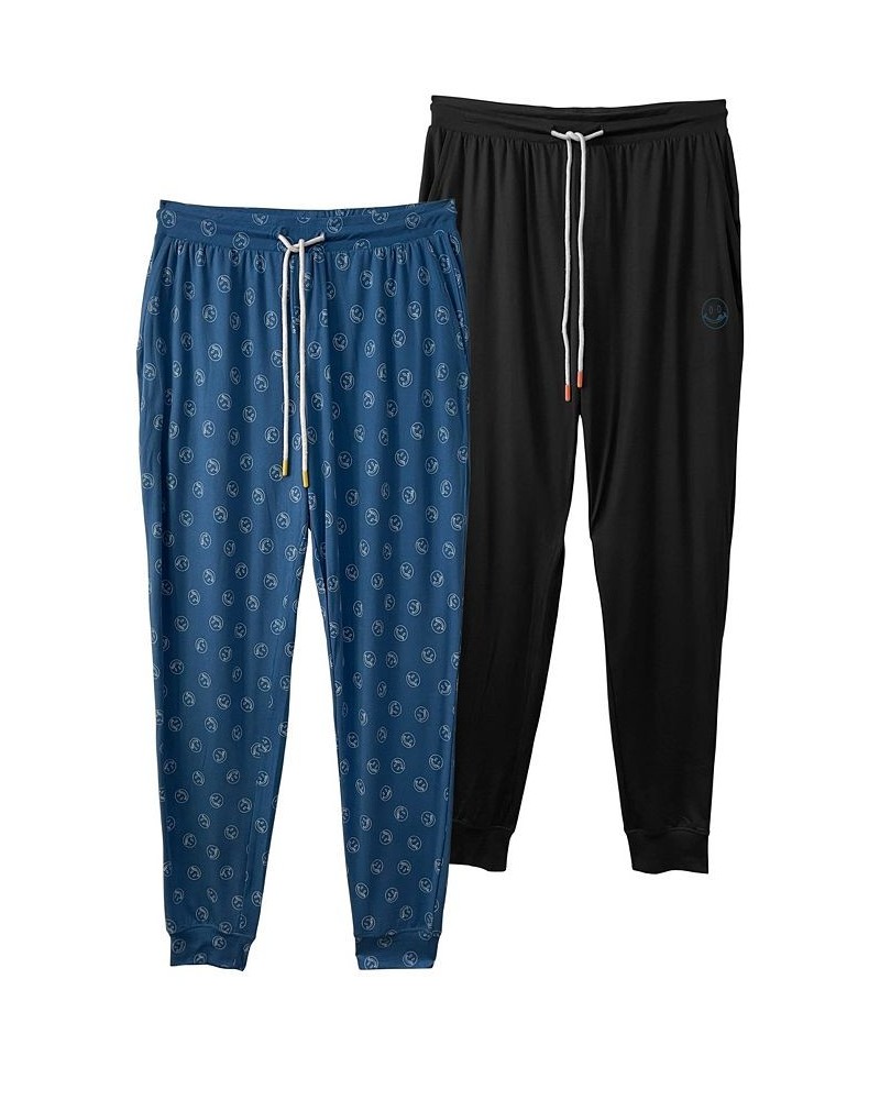 Men's Fun All Over Print Lickys and Solid Jogger Pants, Pack of 2 Blue $29.50 Pajama