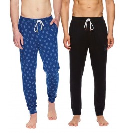 Men's Fun All Over Print Lickys and Solid Jogger Pants, Pack of 2 Blue $29.50 Pajama