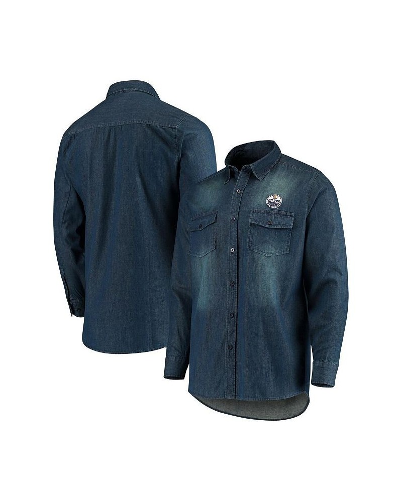 Men's Denim Edmonton Oilers Outlook Long Sleeve Button-Up Shirt $29.69 Shirts