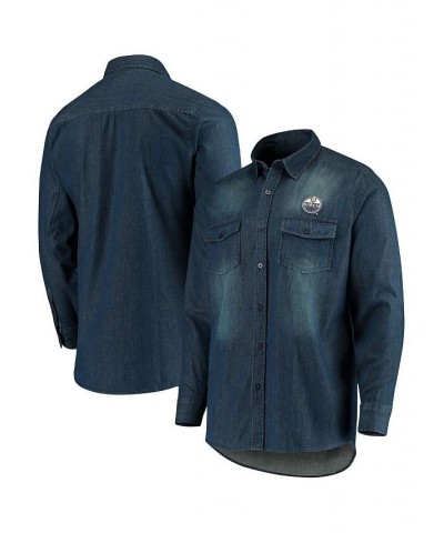 Men's Denim Edmonton Oilers Outlook Long Sleeve Button-Up Shirt $29.69 Shirts