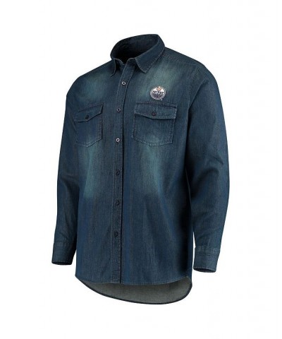 Men's Denim Edmonton Oilers Outlook Long Sleeve Button-Up Shirt $29.69 Shirts