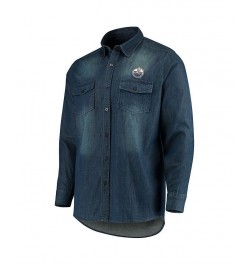 Men's Denim Edmonton Oilers Outlook Long Sleeve Button-Up Shirt $29.69 Shirts