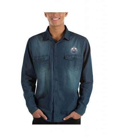 Men's Denim Edmonton Oilers Outlook Long Sleeve Button-Up Shirt $29.69 Shirts