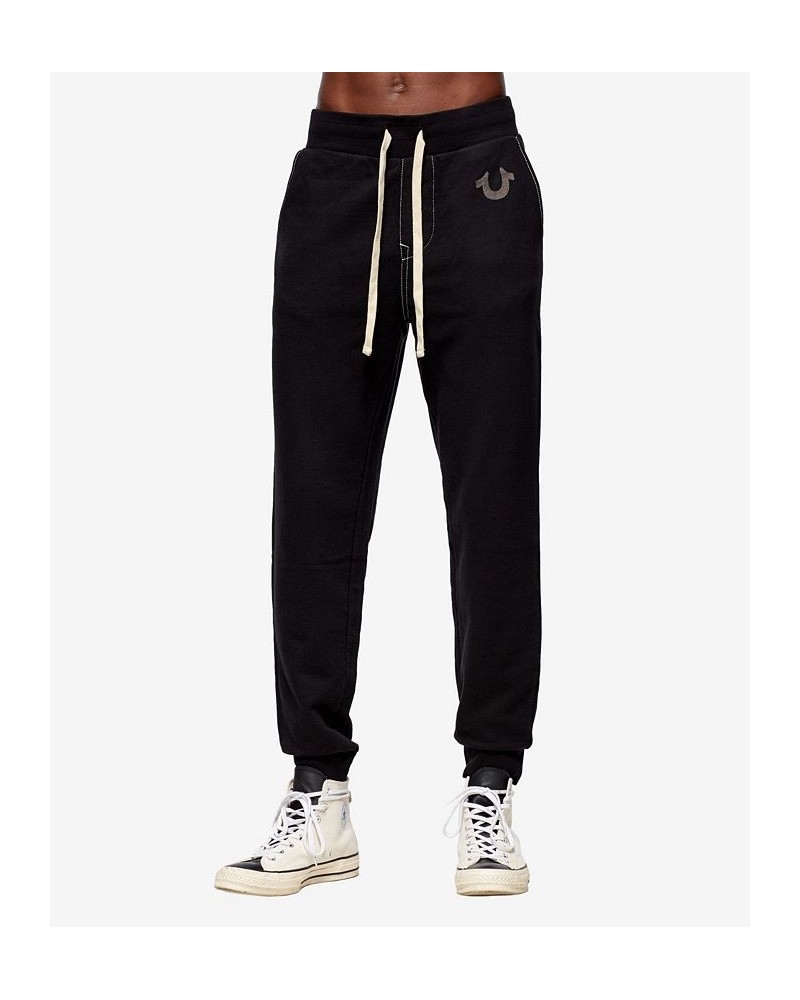 Men's Classic Logo Elastic Drawstring Joggers Black $40.72 Pants