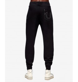 Men's Classic Logo Elastic Drawstring Joggers Black $40.72 Pants