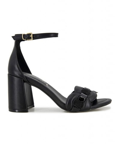 Women's Luisa Woven Block Heel Sandals Black $62.58 Shoes