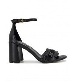 Women's Luisa Woven Block Heel Sandals Black $62.58 Shoes