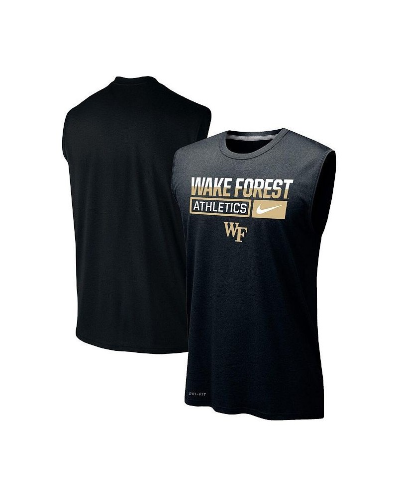 Men's Black Wake Forest Demon Deacons Wordmark Drop Legend Performance Tank Top $25.99 T-Shirts