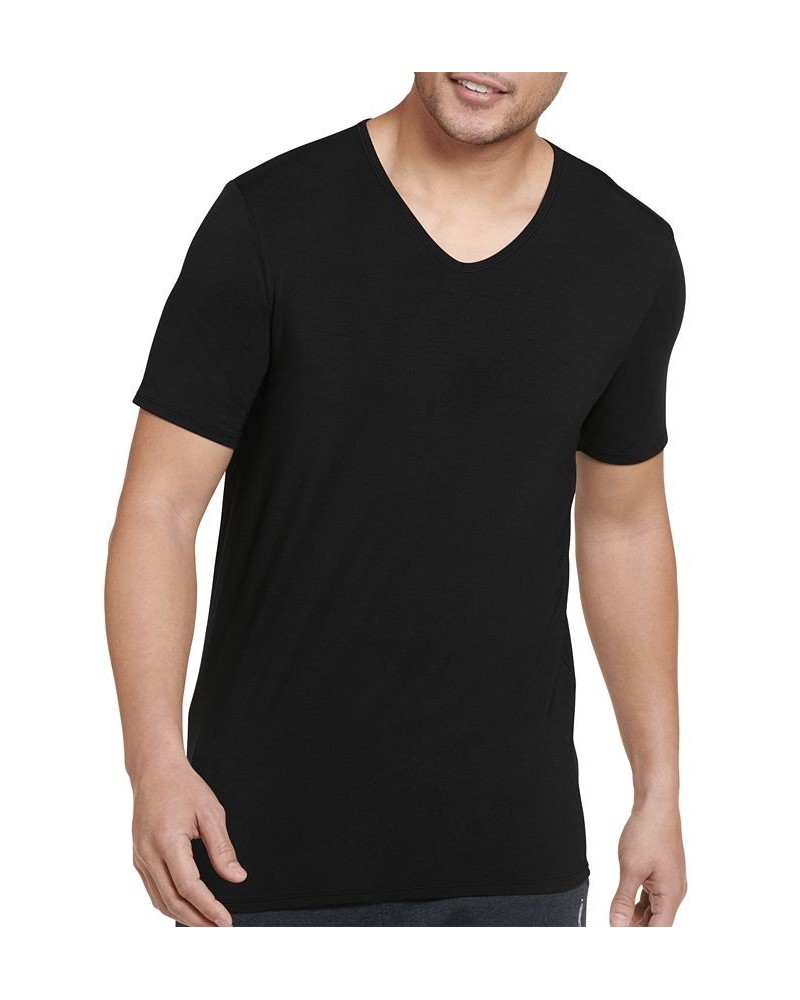 Men's Active Ultra Soft V-Neck T-Shirt Black $10.17 Undershirt