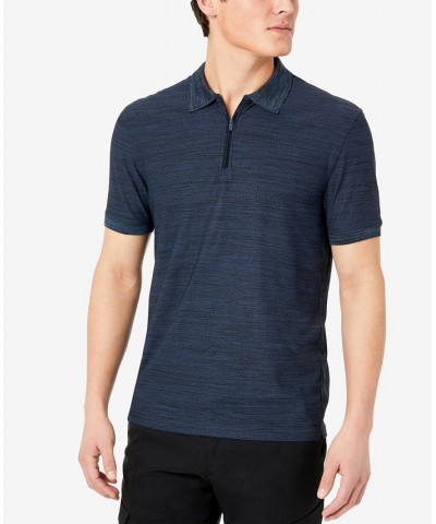 Men's Performance Knit Zip Polo Blue $21.12 Polo Shirts