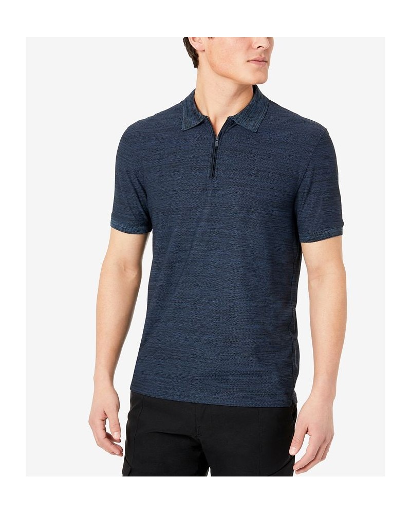 Men's Performance Knit Zip Polo Blue $21.12 Polo Shirts