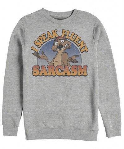 Disney Men's Lion King Timon Speaks Sarcasm, Crewneck Fleece Heathr Gry $24.75 Sweatshirt