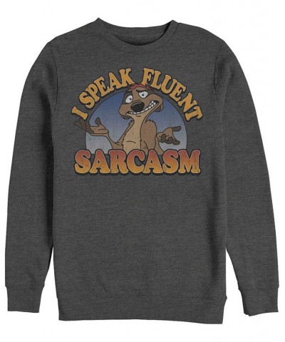 Disney Men's Lion King Timon Speaks Sarcasm, Crewneck Fleece Heathr Gry $24.75 Sweatshirt