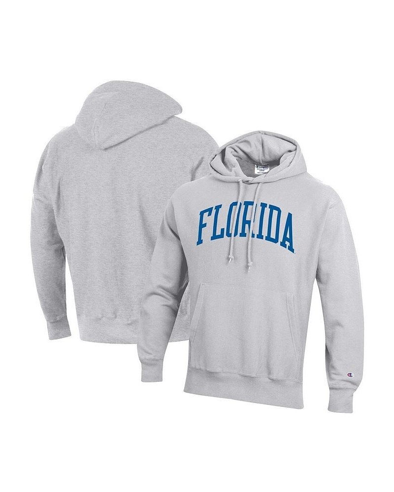 Men's Heathered Gray Florida Gators Team Arch Reverse Weave Pullover Hoodie $42.75 Sweatshirt