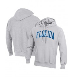 Men's Heathered Gray Florida Gators Team Arch Reverse Weave Pullover Hoodie $42.75 Sweatshirt