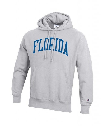 Men's Heathered Gray Florida Gators Team Arch Reverse Weave Pullover Hoodie $42.75 Sweatshirt