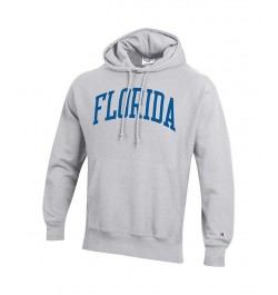 Men's Heathered Gray Florida Gators Team Arch Reverse Weave Pullover Hoodie $42.75 Sweatshirt