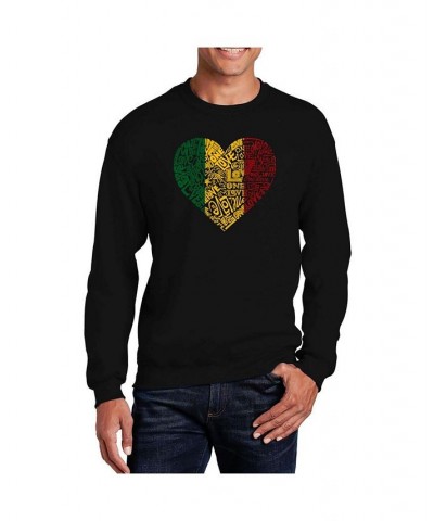 Men's Word Art One Love Heart Crewneck Sweatshirt Black $26.99 Sweatshirt