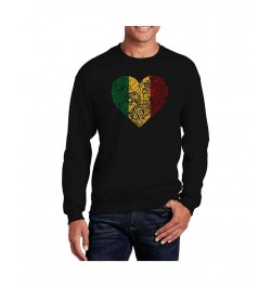 Men's Word Art One Love Heart Crewneck Sweatshirt Black $26.99 Sweatshirt