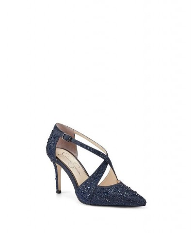 Women's Accile Crisscro Pumps Blue $52.47 Shoes