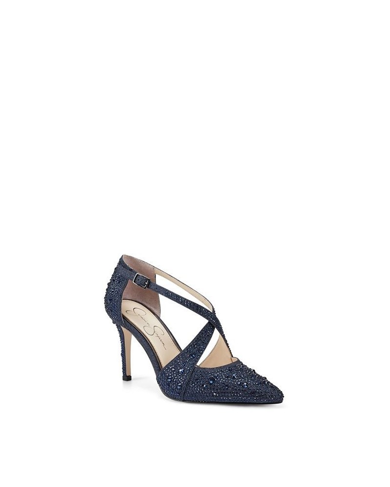 Women's Accile Crisscro Pumps Blue $52.47 Shoes