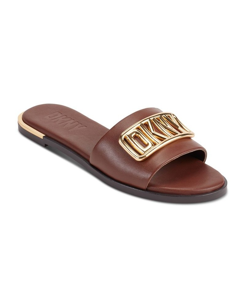 Women's Waldina Slip-On Slide Sandals Brown $41.28 Shoes