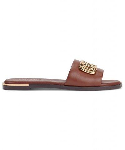 Women's Waldina Slip-On Slide Sandals Brown $41.28 Shoes