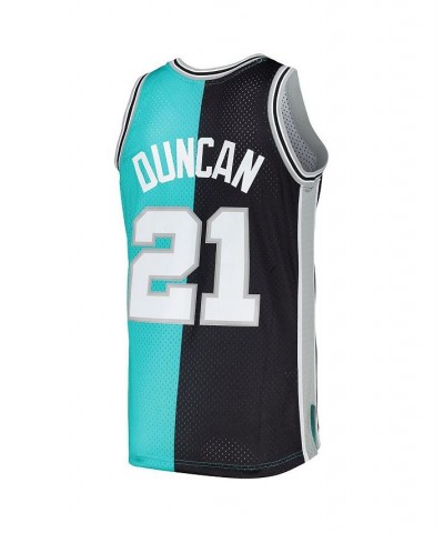 Men's Tim Duncan Black, Teal San Antonio Spurs Hardwood Classics 1998-99 Split Swingman Jersey $66.70 Jersey